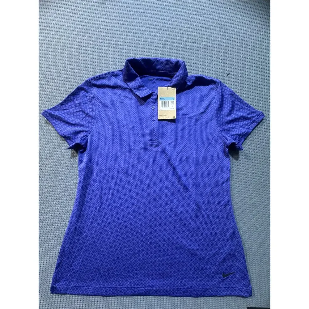 Nike‎ Swoosh Collared Tee Women Sz M Blue Brand New